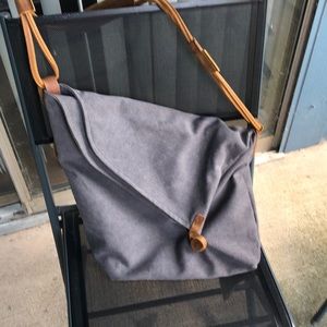 New gray, with leather strap, crossbody bag